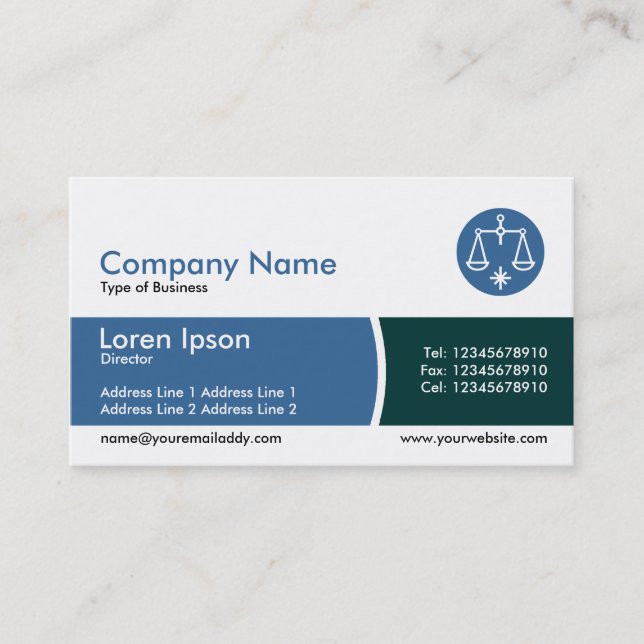 Arc Divided Band Blue and Dark Green Business Card (Front)
