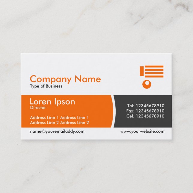 Arc Divided Band - Orange and Dark Gray Business Card (Front)