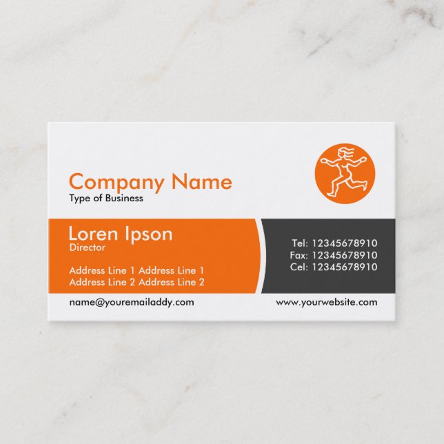 Arc Divided Band - Orange and Dark Gray Business Card (Front)