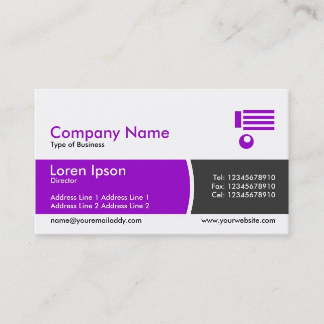 Arc Divided Band - Purple and Dark Gray Business Card (Front)