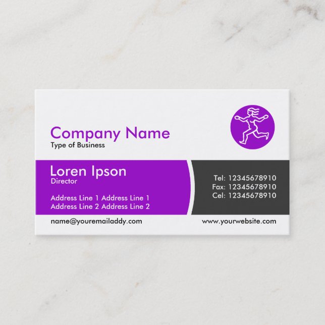 Arc Divided Band - Purple and Dark Gray Business Card (Front)