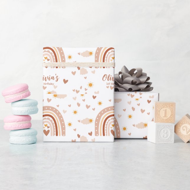 Arc en ciel Boheme - 1 year Anniversary Girl Wrapping Paper (Baby Shower)