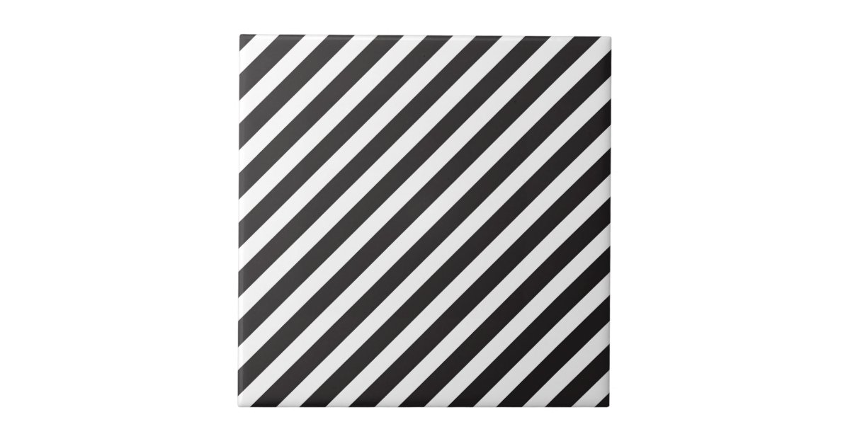 Arc Stripes Diagonal Black And White Pattern Ceramic Tile Zazzle 