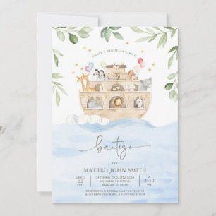Arca de Noe Bautizo Invitacion Noah's Ark Baptism Invitation