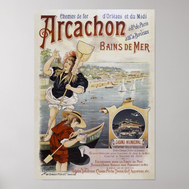 Arcachon France Vintage Poster 1896 (Front)