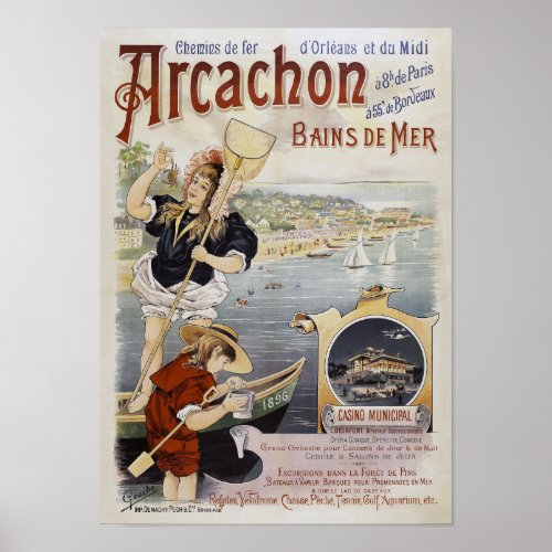 Arcachon France Vintage Poster 1896