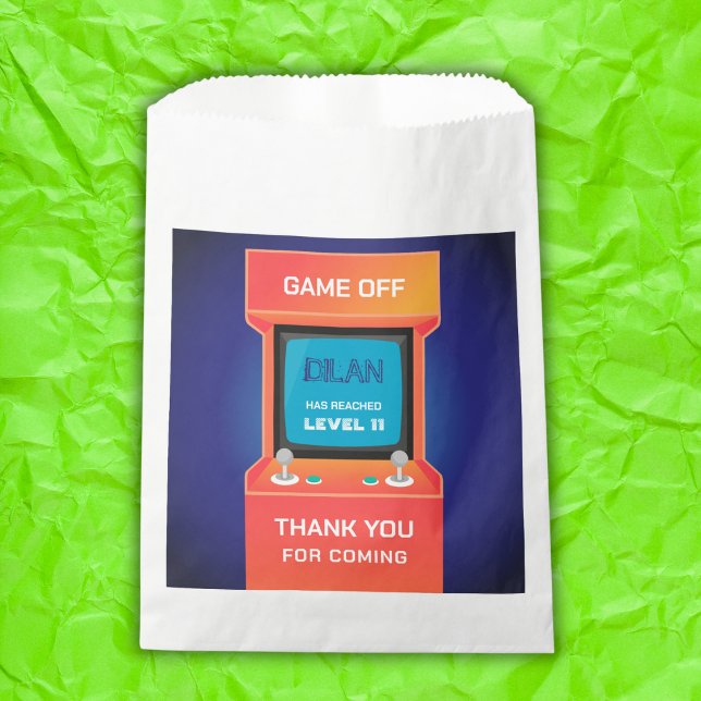 Arcade birthday, gamer birthday invitation favor bag (Creator Uploaded)
