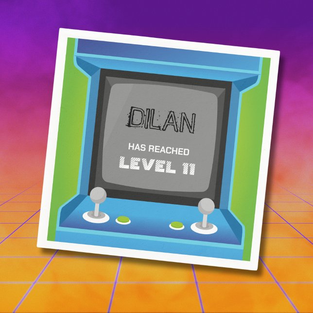 Arcade birthday, gamer birthday invitation napkins (Creator Uploaded)