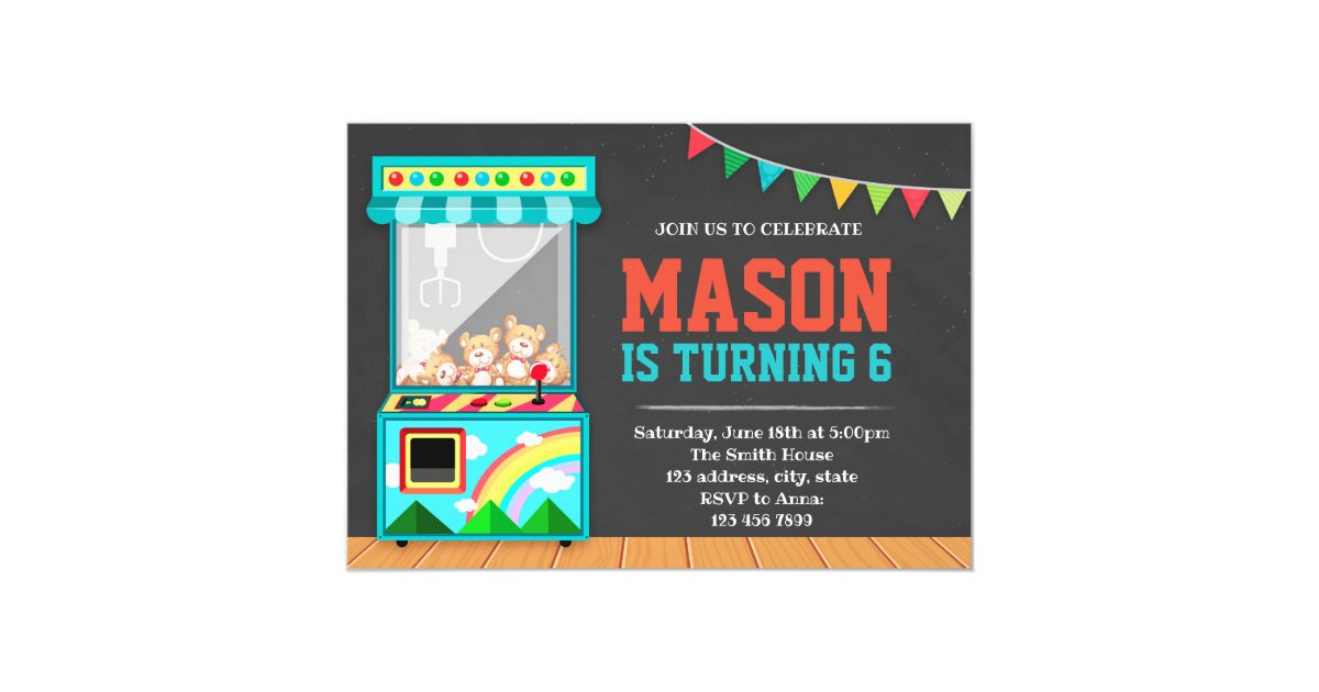 Arcade Birthday Party Invitation Zazzle Arcade Birthday Party Invitation Zazzle