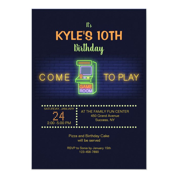 Arcade Birthday Party Invitation
