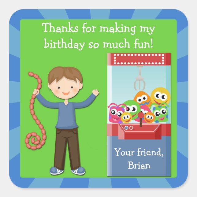 Arcade Birthday Party Thank You Sticker (Front)