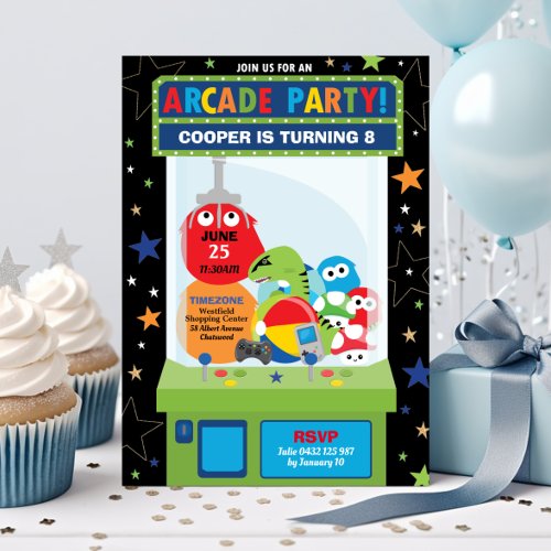 Arcade Birthday Party Video Game Boy Invitation