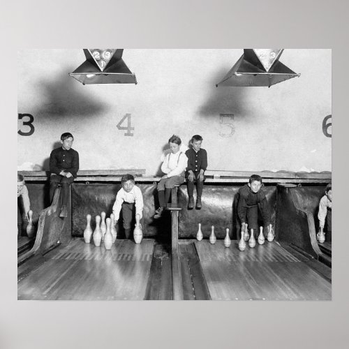 Arcade Bowling Alley 1909 Vintage Photo Poster