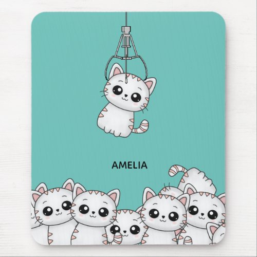 Arcade Claw Cute Kitten Grabber Personalised Mouse Pad