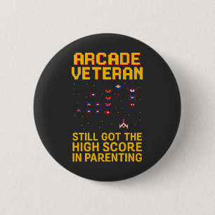 Arcade Dad Pixel Art – Retro Gamer Button