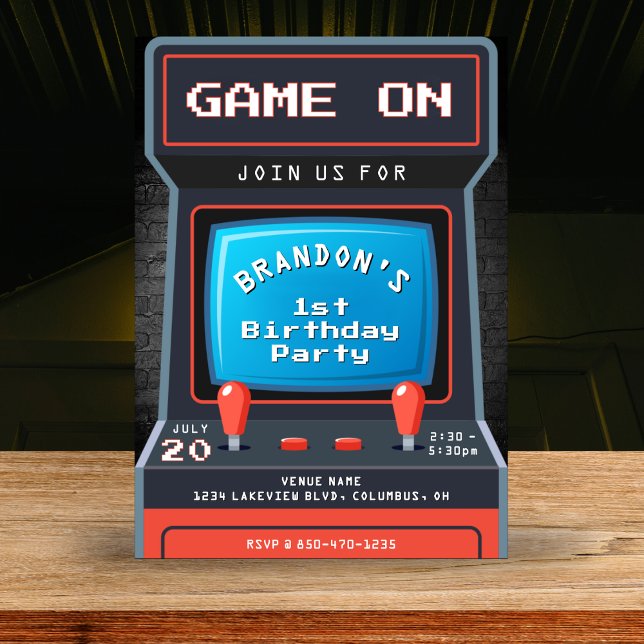 Arcade Game 1st Birthday Party Invitation (Arcade Game 1st Birthday Party Invitation
)