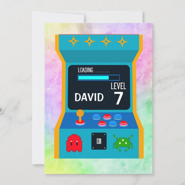 Arcade Game Birthday Boy Party Level Up Invitation (Front)
