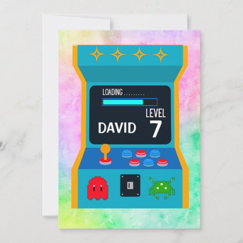 Arcade Game Birthday Boy Party Level Up Invitation