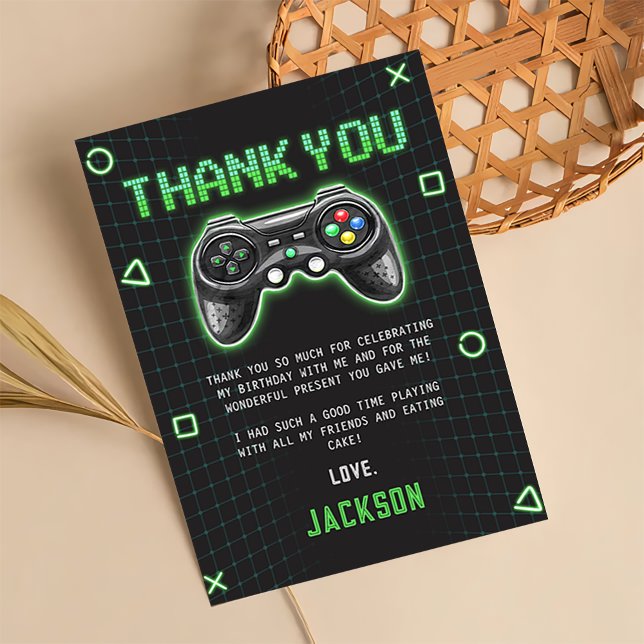  Arcade Game Kids Birthday Thank You Card (Creator Uploaded)