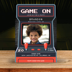 Arcade Game Photo 10th Birthday Party Invitation