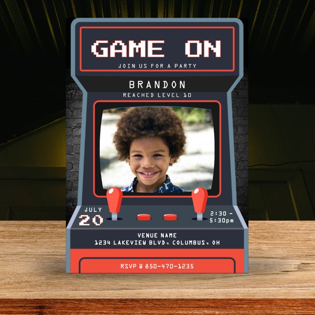Arcade Game Photo 10th Birthday Party Invitation (Arcade Game Photo 10th Birthday Party Invitation
)
