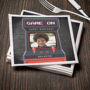 Arcade Game Photo Brick Wall Retro Napkins