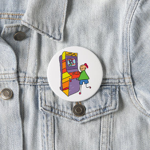 Arcade Gamer Stick Figure Fun Vintage Video Game  Button