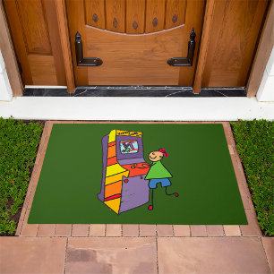 Arcade Gamer Stick Figure Fun Vintage Video Game  Doormat
