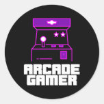 Arcade Gamer - Upright Cabinet With Purple Style  Classic Round Sticker