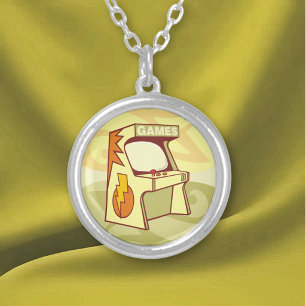 Arcade machine silver plated necklace