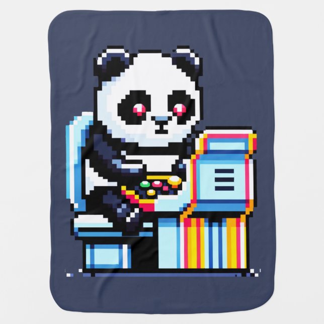 Arcade Panda Gamer Baby Blanket (Front)