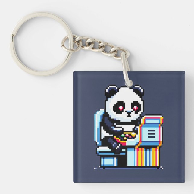 Arcade Panda Gamer Keychain (Front)