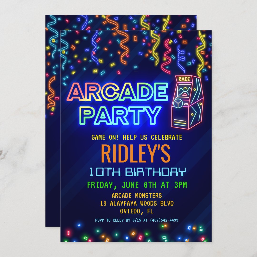 Arcade Party Birthday Invitation Zazzle