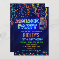 Arcade Party Birthday Invitation