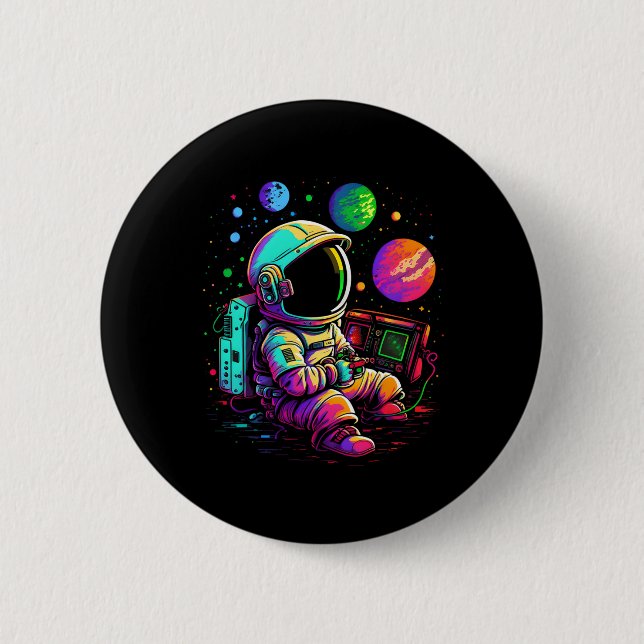 Arcade Planets Universe Gaming Astronaut  Button (Front)