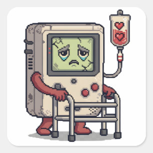 Arcade Video Game Birthday Level Up Gamer Square Sticker