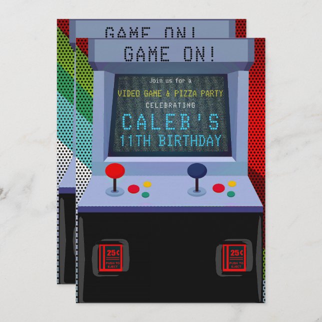 Arcade Video Game Birthday Party Invitation (Front/Back)