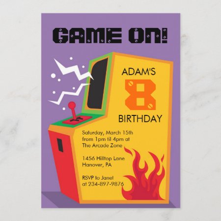 Arcade Video Game Birthday Party Invitations