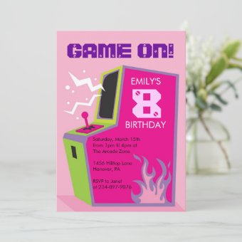 Arcade Video Game Birthday Party Invitations | Zazzle