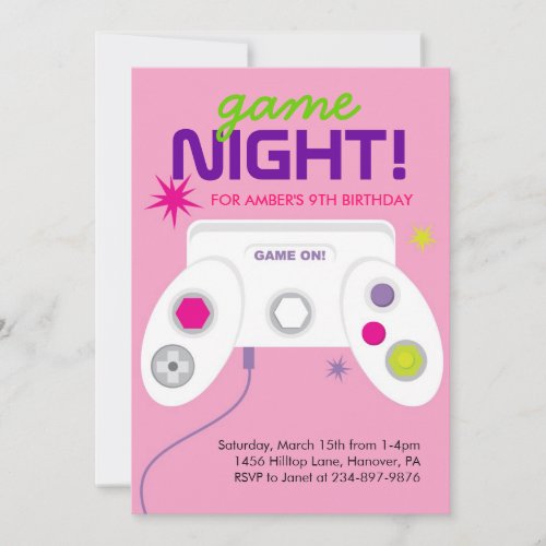 Arcade Video Game Birthday Party Invites