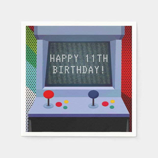 Arcade Video Game Birthday Party Napkins (Front)