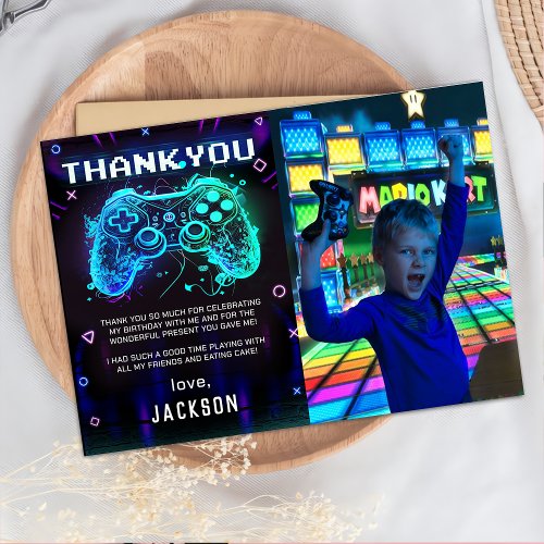 Arcade Video Game Birthday Photo Thank You Card