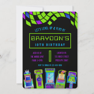 ARCADE VIDEO GAME GAMING Birthday Party Invitation