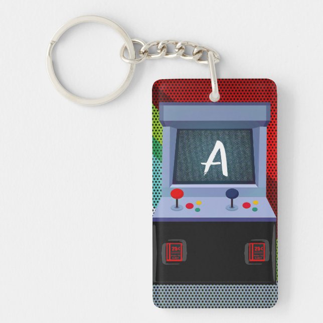 Arcade Video Game Joystick Personalized Name Keychain (Front)