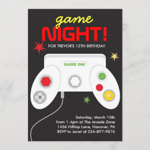 Arcade Video Games Birthday Party Invitation