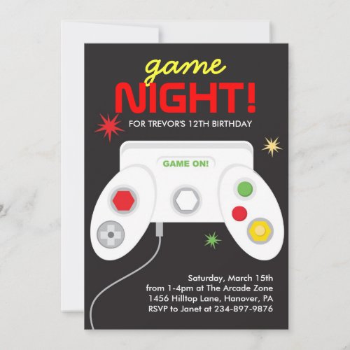 Arcade Video Games Birthday Party Invitation
