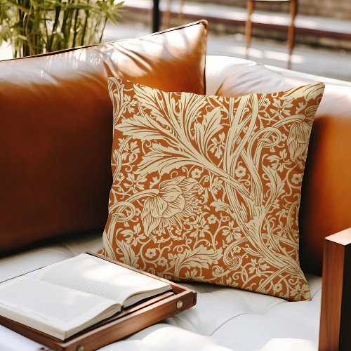 Arcadia Burnt Orange William Morris Pattern Throw Pillow