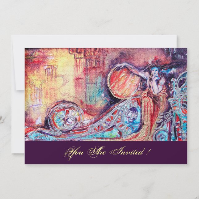 ARCADIA - BUTTERFLY PLANT Blue Red Pink Champagne Invitation (Front)