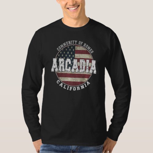 Arcadia California Vintage American flag T_Shirt