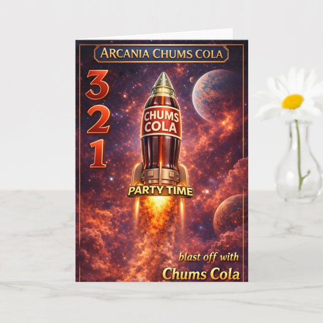 Arcadia chum cola rocket launch sci-fi birthday ca card (Small Plant)